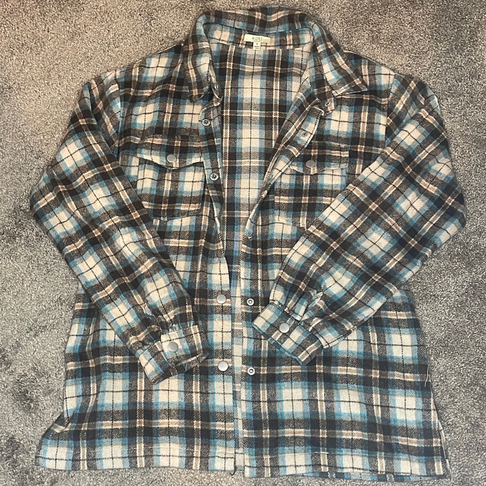 Kori America Plaid Button Jacket